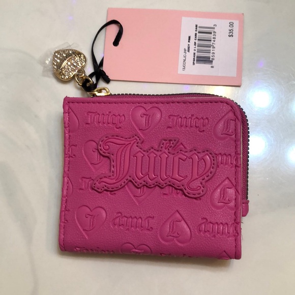 Juicy Couture Juicy Pink Upgrade U L-Zip Faux Leather Card Case NWT - Picture 13 of 16